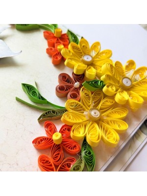 Yellow Quilled Flowers Birthday Greeting Card Yellow Quilled Flowers Birthday Greeting Card