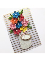 Multicolored Quilled Flowers In Vase Greeting Card