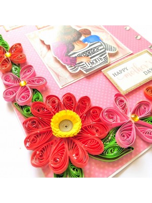 Red Quilled Flowers Mother Greeting Card Red Quilled Flowers Mother Greeting Card