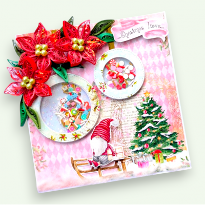 Quilled Poinsettias with shaker balls Christmas