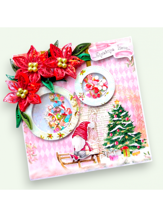 Quilled Poinsettias with shaker balls Christmas