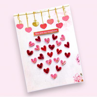 Quilled Hearts Falling Love Greeting card