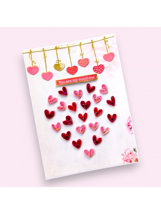 Quilled Hearts Falling Love Greeting card