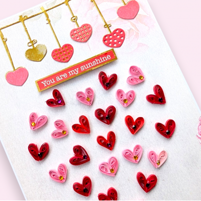 Quilled Hearts Falling Love Greeting card