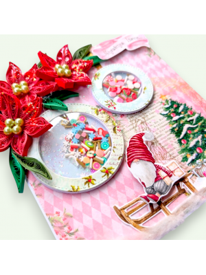 Quilled Poinsettias with shaker balls Christmas
