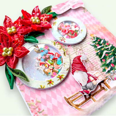 Quilled Poinsettias with shaker balls Christmas