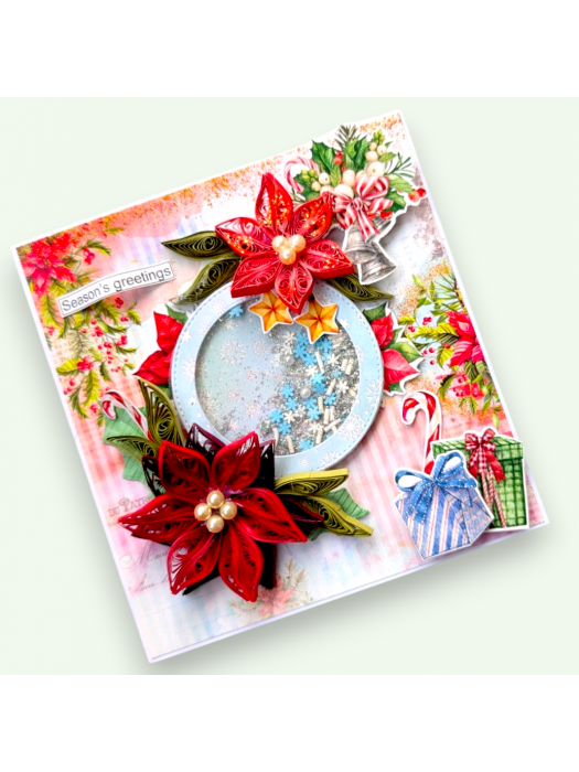Poinsettia Handmade New Year Christmas card