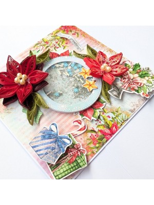Poinsettia Handmade New Year Christmas card