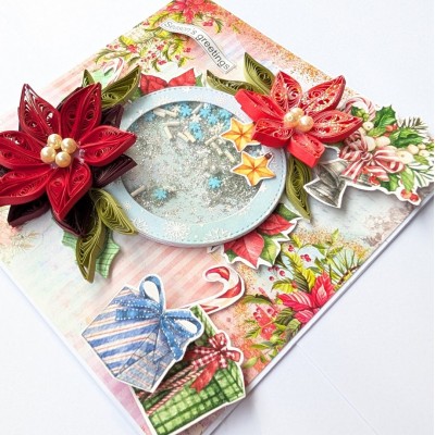 Poinsettia Handmade New Year Christmas card