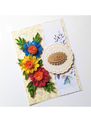 Sparkling Quilled Flowers Birthday Greeting Card  Sparkling Quilled Flowers Birthday Greeting Card
