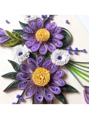 Purple Quilled Flowers Handmade Card