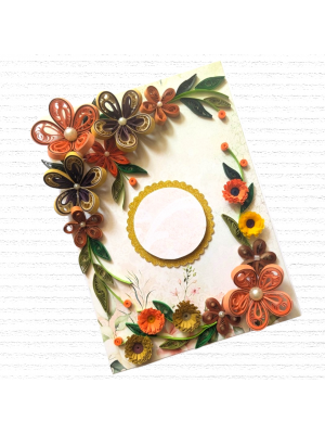 Orange Quilled Flowers Corner Greeting Card Orange Quilled Flowers Corner Greeting Card