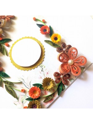 Orange Quilled Flowers Corner Greeting Card Orange Quilled Flowers Corner Greeting Card