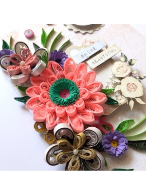 Sparkling Pinks Quilled Flowers Card