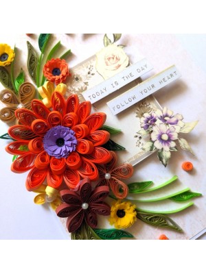 Sparkling Orange Quilled Flowers Card Sparkling Orange Quilled Flowers Card