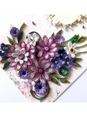 Purple Themed Quilled Flowers Greeting Card Purple Themed Quilled Flowers Greeting Card