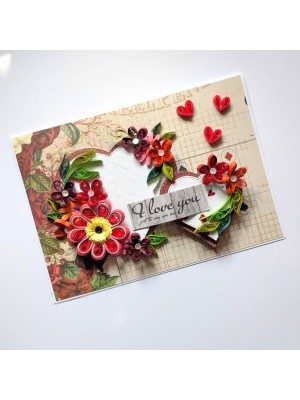 Sparkling Red Heart Quilled Love Card Sparkling Red Heart Quilled Love Card