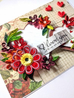 Sparkling Red Heart Quilled Love Card Sparkling Red Heart Quilled Love Card