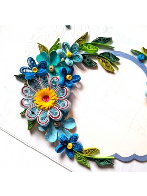 Blue Themed Quilled Flowers Greeting Card Blue Themed Quilled Flowers Greeting Card