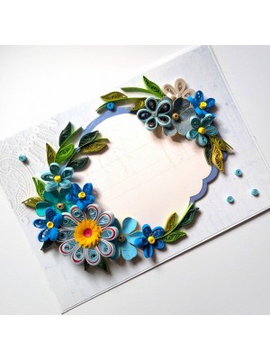 Blue Themed Quilled Flowers Greeting Card Blue Themed Quilled Flowers Greeting Card