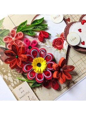Handmade Red Heart Quilled Love Card Handmade Red Heart Quilled Love Card