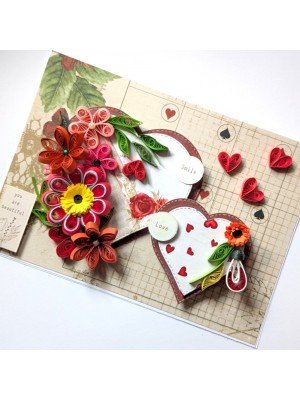 Handmade Red Heart Quilled Love Card Handmade Red Heart Quilled Love Card