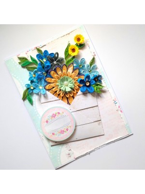 Blue Quilled Flowers In Envelope Greeting Card Blue Quilled Flowers In Envelope Greeting Card