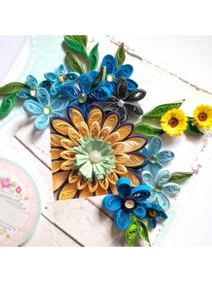 Blue Quilled Flowers In Envelope Greeting Card Blue Quilled Flowers In Envelope Greeting Card