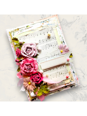 Floral Fusion pink handmade greeting card