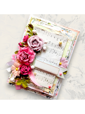 Floral Fusion pink handmade greeting card