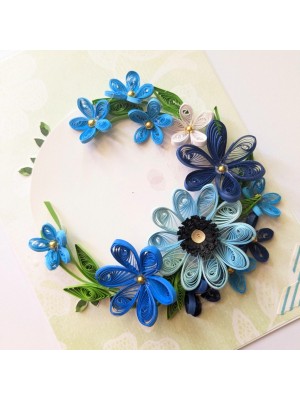 Blue Themed Quilled Flowers Greeting Card Blue Themed Quilled Flowers Greeting Card