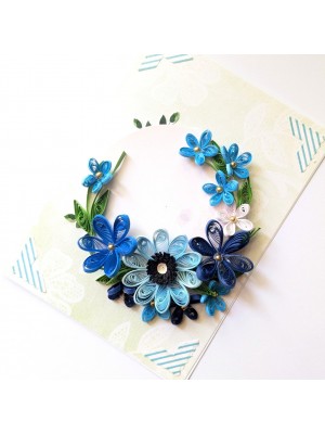 Blue Themed Quilled Flowers Greeting Card Blue Themed Quilled Flowers Greeting Card