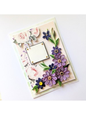 Purple Themed Quilled Flowers Greeting Card Purple Themed Quilled Flowers Greeting Card