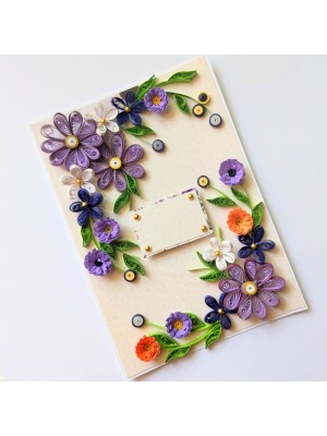 Purple Quilled Flowers Corner Greeting Card Purple Quilled Flowers Corner Greeting Card