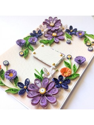 Purple Quilled Flowers Corner Greeting Card Purple Quilled Flowers Corner Greeting Card