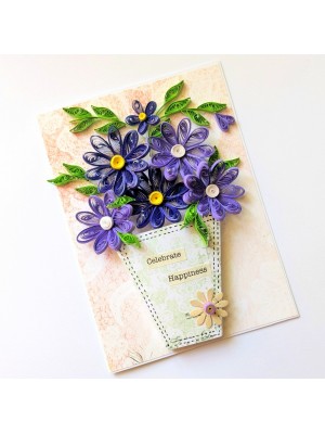 Purple Themed Quilled Flowers in Vase Purple Themed Quilled Flowers in Vase