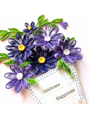 Purple Themed Quilled Flowers in Vase Purple Themed Quilled Flowers in Vase
