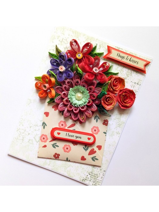 Quilled Flowers In Envelope Greeting Card
