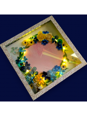 Blues Quilled Greeting card with Light and Box