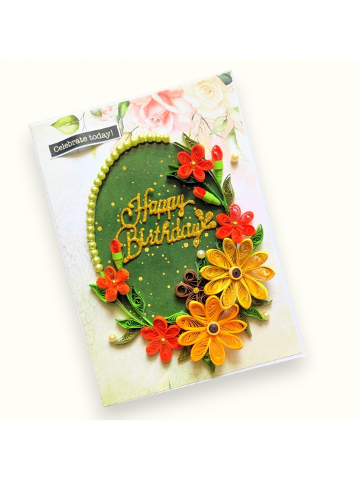 Yellow Themed Birthday Greeting Card