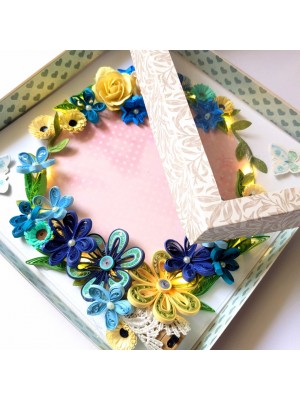 Blues Quilled Greeting card with Light and Box Blues Quilled Greeting card with Light and Box