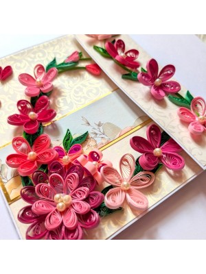 Pinks Quilled Mini Scrapbook Greeting Card