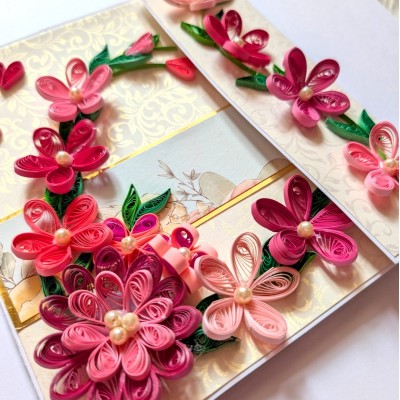 Pinks Quilled Mini Scrapbook Greeting Card