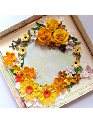 Yellows Quilled Greeting card with Light and Box