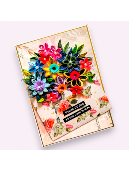 Quilled Flowers In Envelope Greeting Card