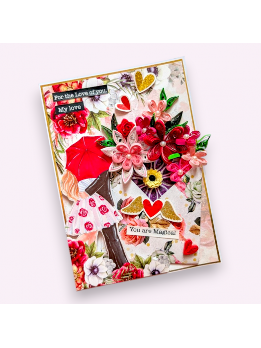 Quilled Flowers In Envelope Love Greeting Card