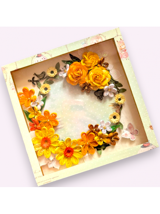 Yellows Quilled Greeting card with Light and Box