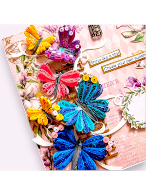 Sparkling Quilled Butterflies Greeting Card 