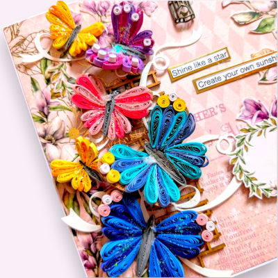 Sparkling Quilled Butterflies Greeting Card 
