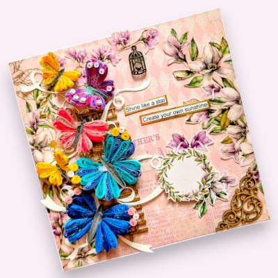Sparkling Quilled Butterflies Greeting Card 